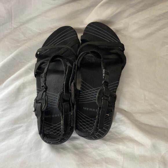 Merrell Aster Black Leather Strappy Sandal SZ‎ 9 Outdoor Beach Vacation Hiking - Picture 6 of 6